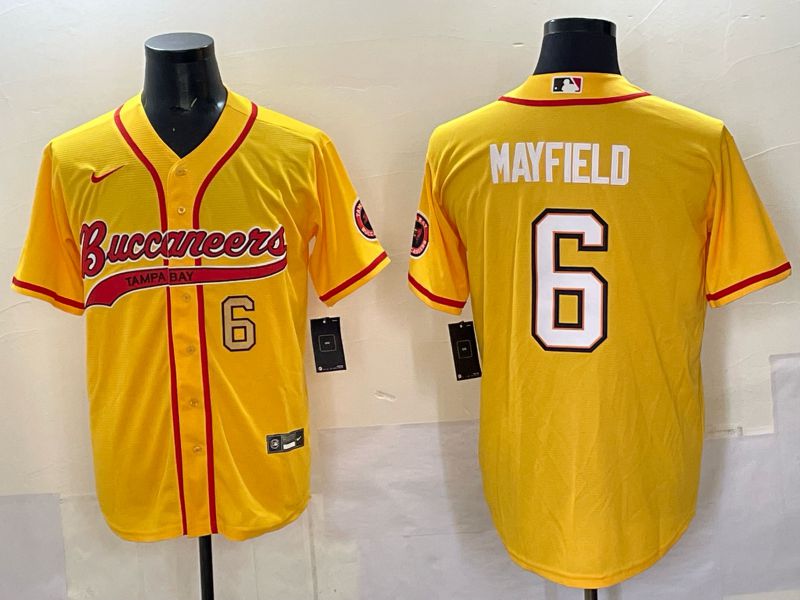Men 2025 Tampa Bay Buccaneers 6 Mayfield Yellow Joint Name Nike Limited NFL Jersey style 04